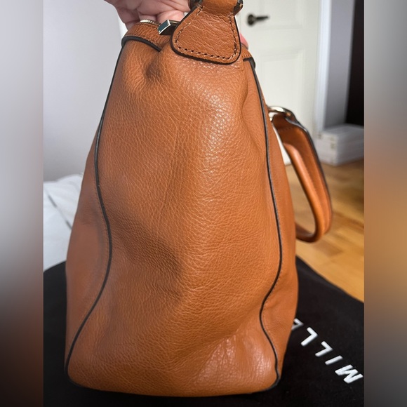 KAREN MILLER gorgeous tan handbag in genuine leather - Picture 2 of 10